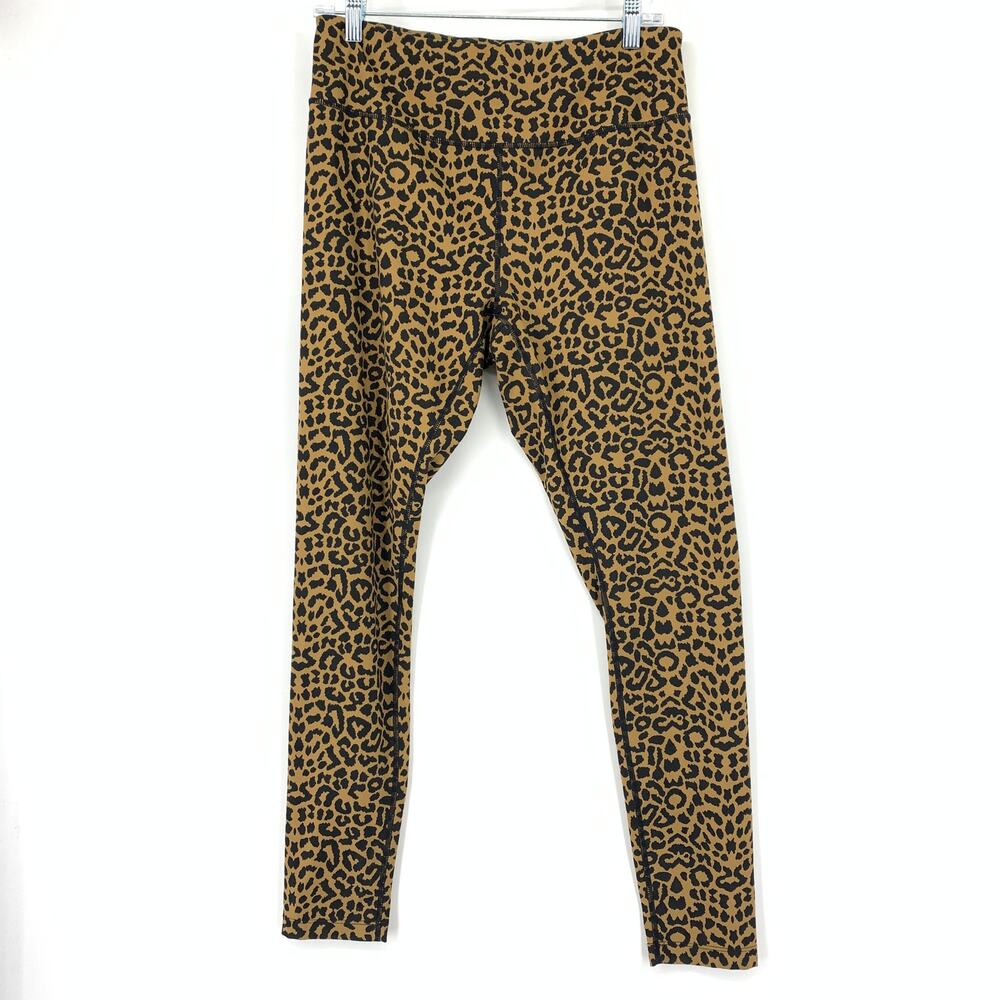 Core 10 Leopard Print Leggings Womens Size Large Tan Black Pull On